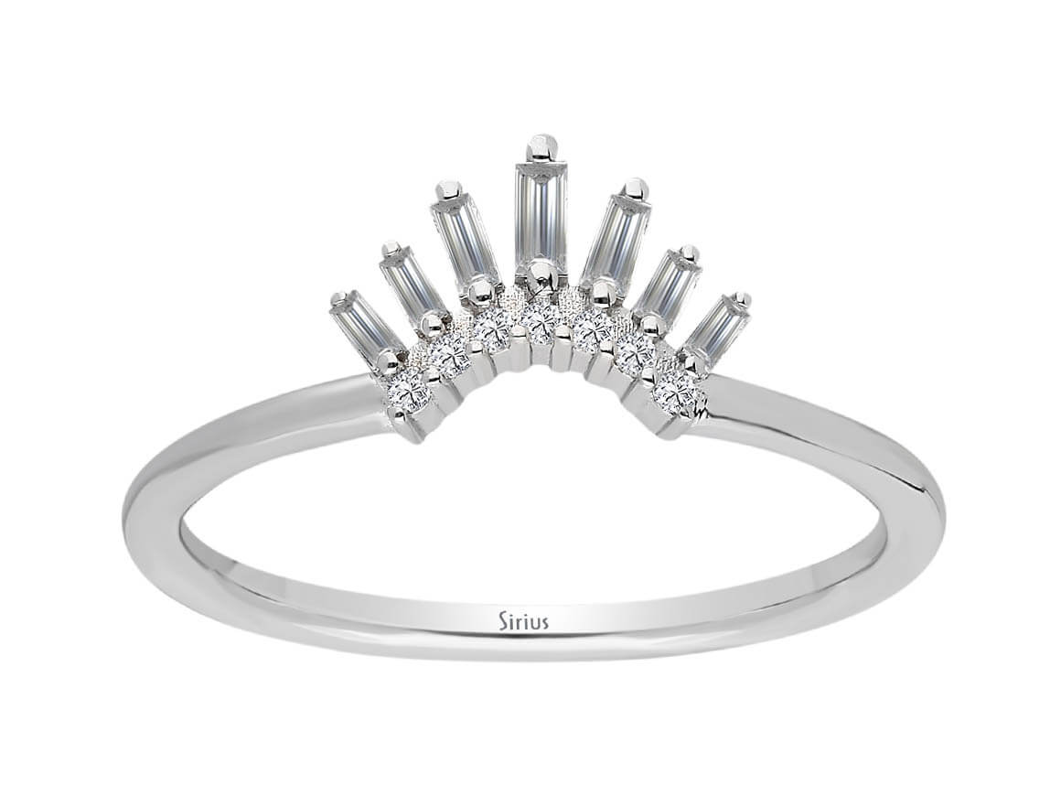 Bague couronne de princesse en diamant baguette