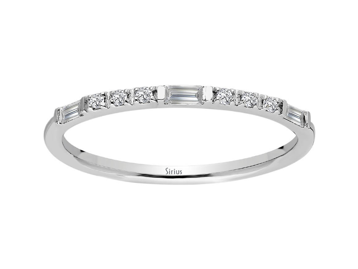 Alliance Demi Rond Diamant Baguette