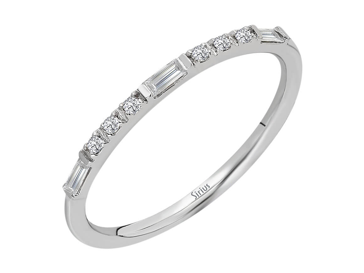Alliance Demi Rond Diamant Baguette