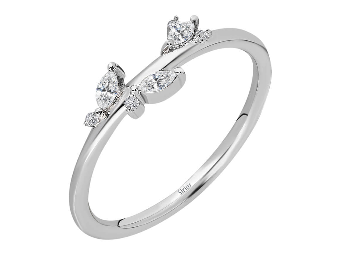 Marquise Diamond Moire Ring