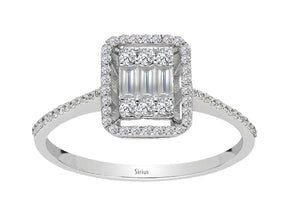 Bague baguette en diamant de 0,31 carat au total