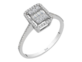 Bague baguette en diamant de 0,31 carat au total