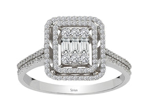 Bague baguette en diamant de 0,54 carat au total