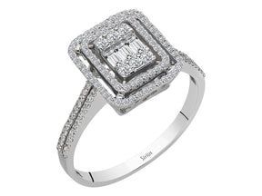 Bague baguette en diamant de 0,54 carat au total