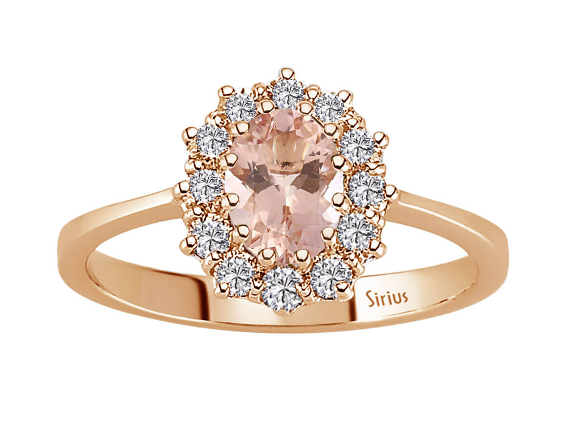 Diamond and Oval Morganite Ring