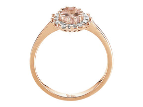 Diamond and Oval Morganite Ring