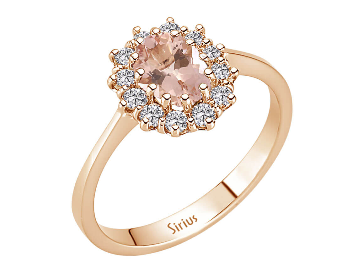 Diamond and Oval Morganite Ring