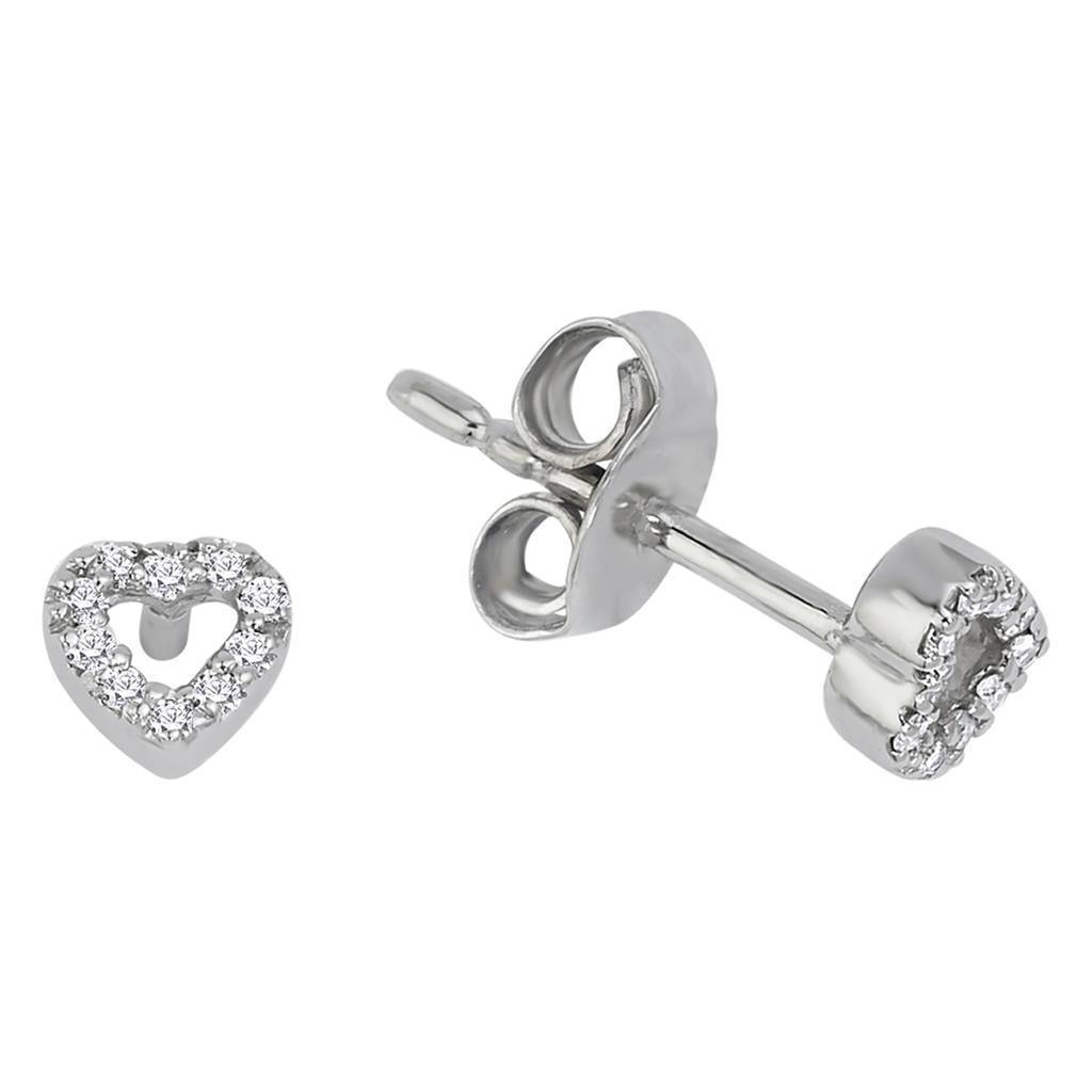 Diamond Heart Stud Earrings