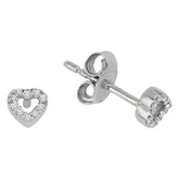 Boucles d'oreilles puces coeur diamant