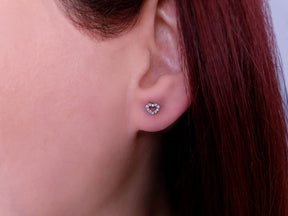 Boucles d'oreilles puces coeur diamant