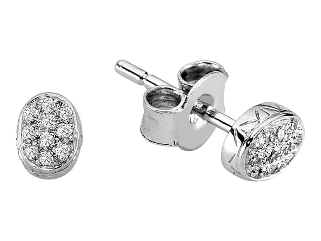 Diamond Oval Stud Earrings