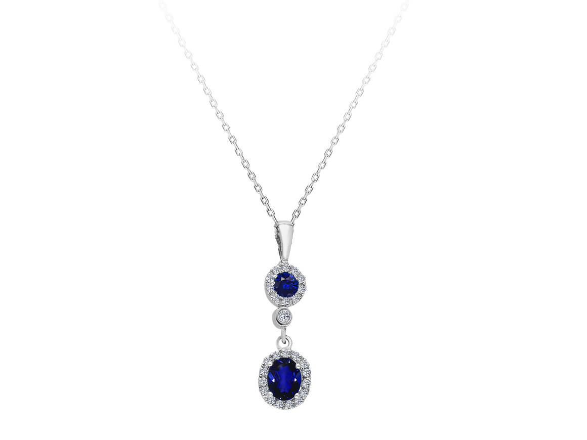 Diamond and Tria Sapphire Necklace