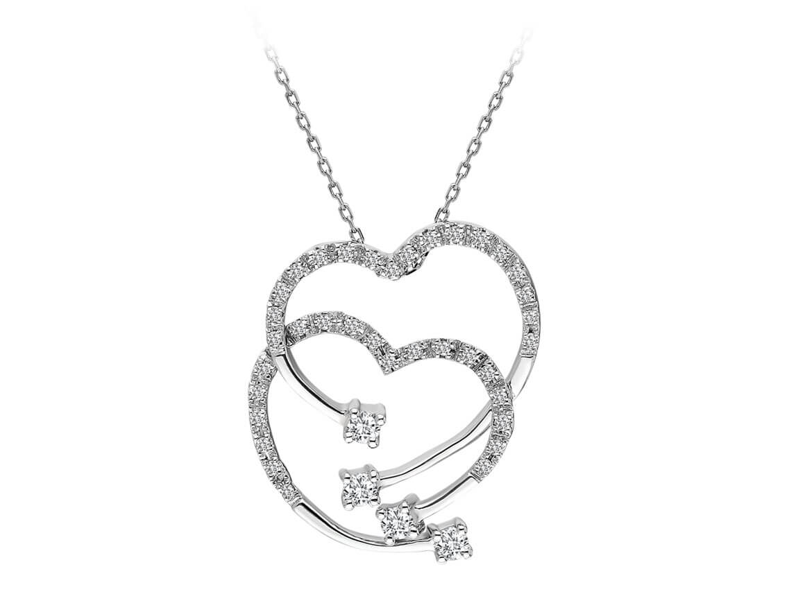 Collier Double Coeur Diamant