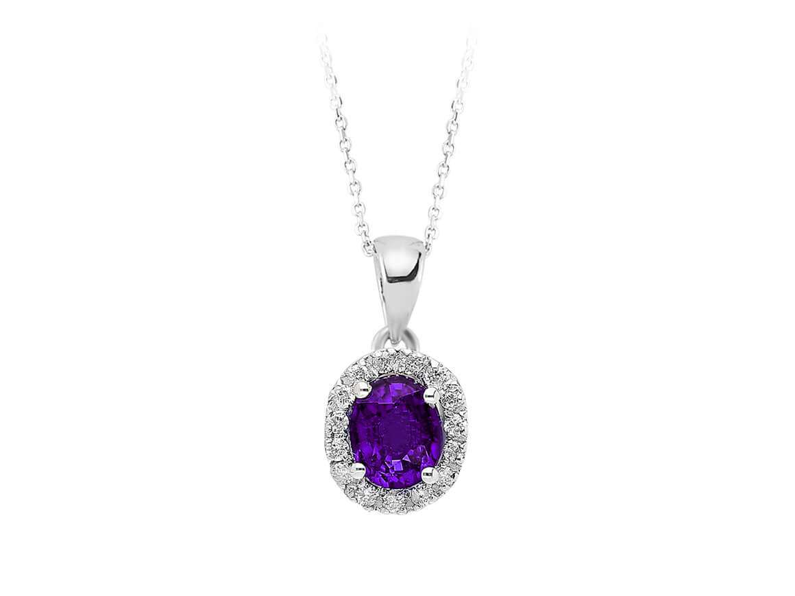 Diamond and Oval Amethyst Necklace