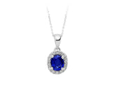Diamant und Oval Saphir Halskette