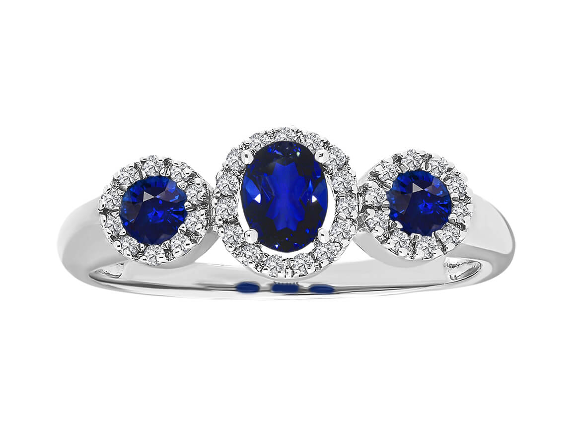 Diamond and Tria Sapphire Ring