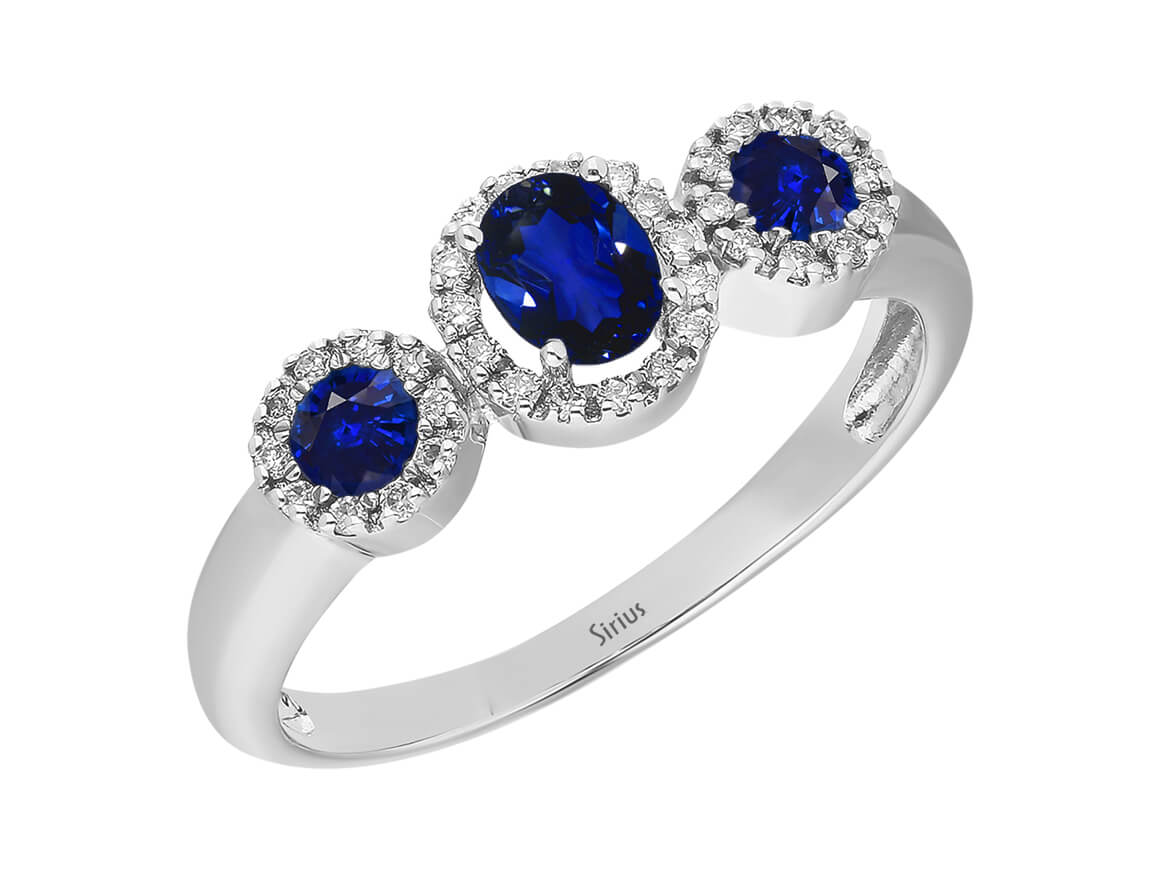 Diamond and Tria Sapphire Ring