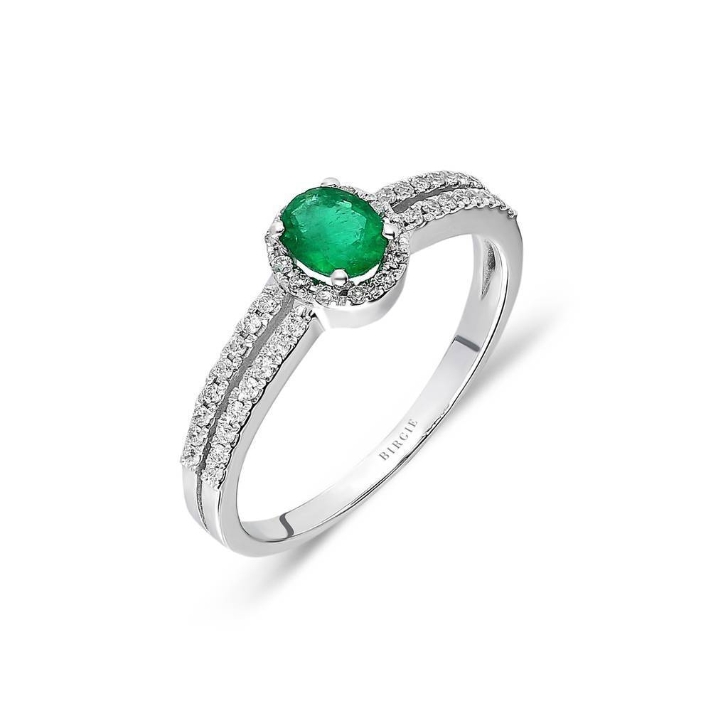 Diamond and Oval Emerald Ring