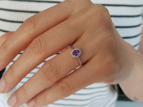 Diamond and Oval Amethyst Ring