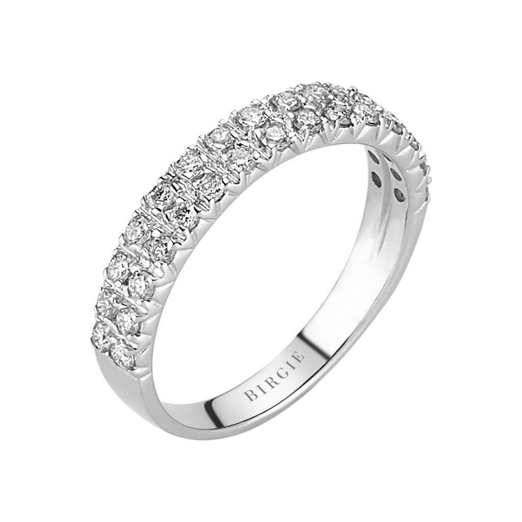 Alliance demi-rond diamants deux rangs