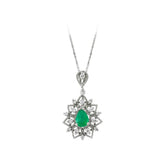 Diamond and drop emerald necklace