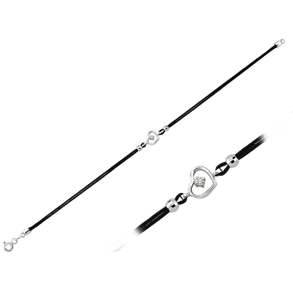 Diamond heart cord bracelet