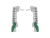 Boucles d'oreilles tennis diamants et émeraudes larmes