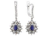 Diamond and drop sapphire earrings
