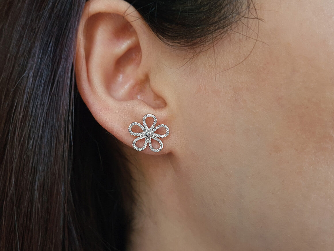 Diamond Flower Stud Earrings