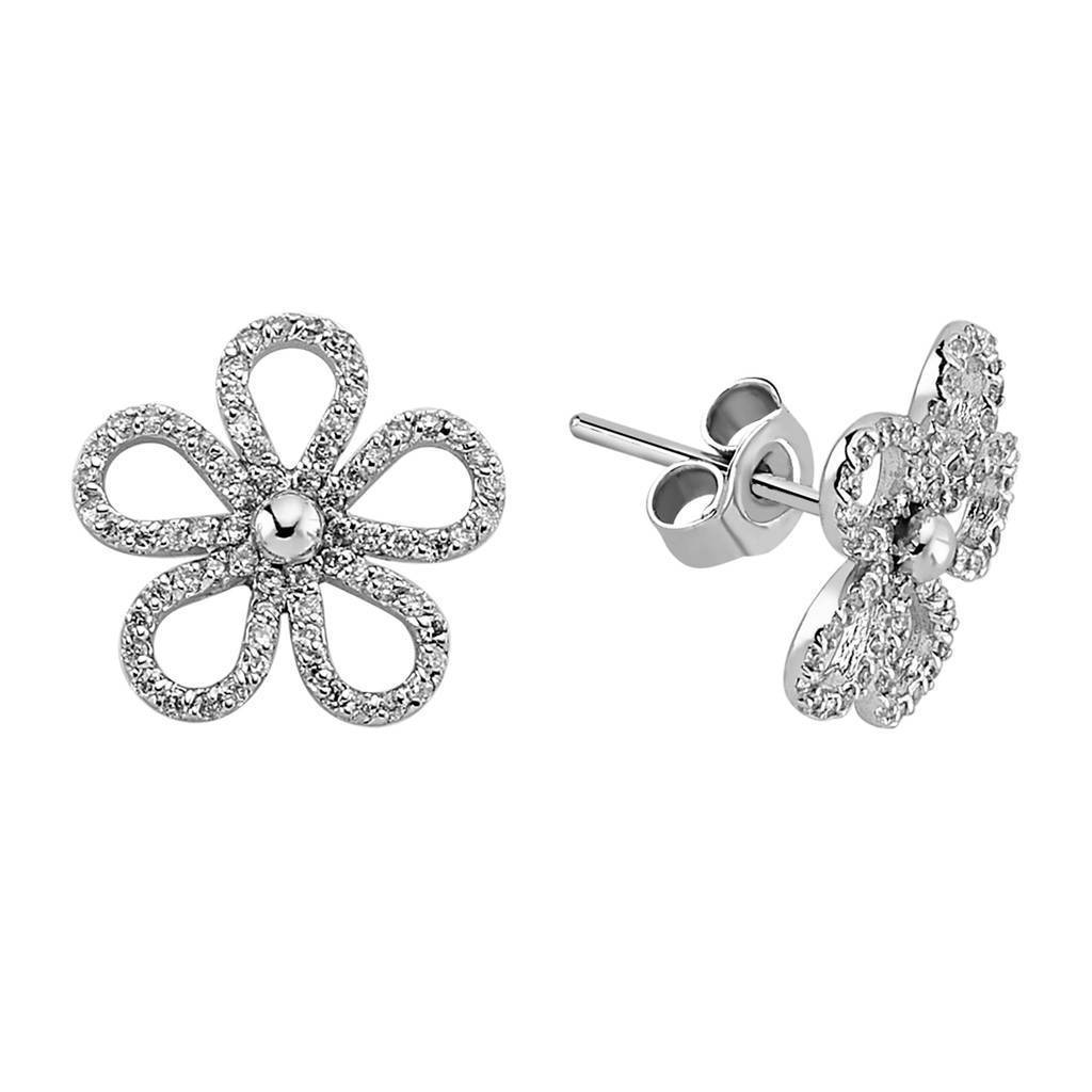 Diamond Flower Stud Earrings