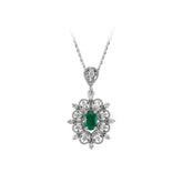 Diamond and Oval Emerald Necklace
