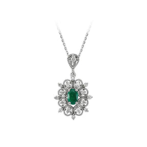 Diamond and Oval Emerald Necklace