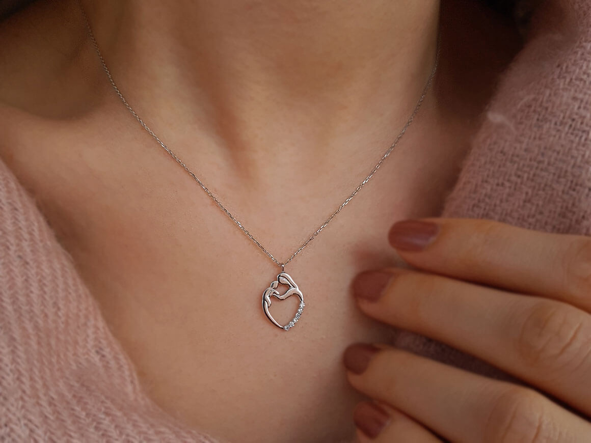 Collier mère et enfant diamant