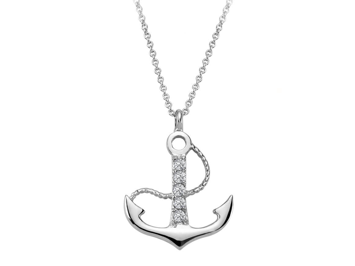 Collier ancre diamant