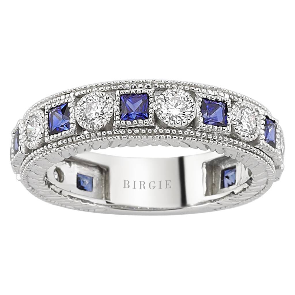Bague d'éternité en diamant et saphir