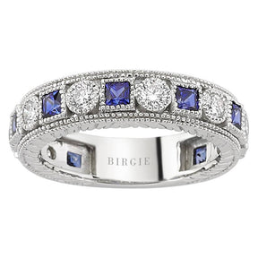 Bague d'éternité en diamant et saphir