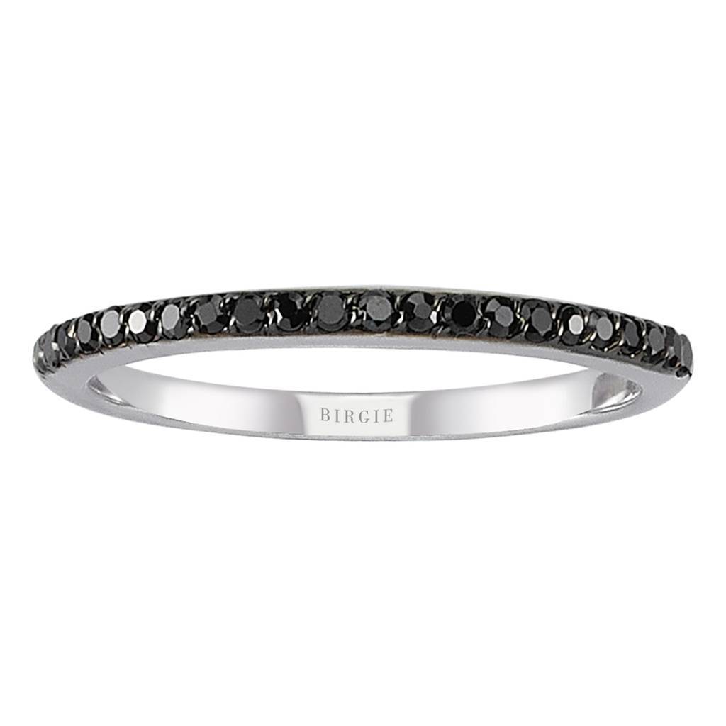 Bague d'éternité fine demi-bande en diamant noir