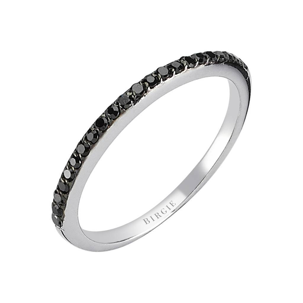 Bague d'éternité fine demi-bande en diamant noir