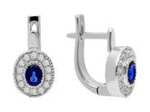 Diamond and Oval Sapphire Earrings