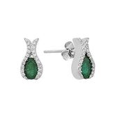 Diamond and Oval Emerald Earrings