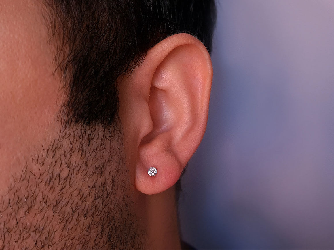 0.08 carat diamond solitaire men's stud earrings