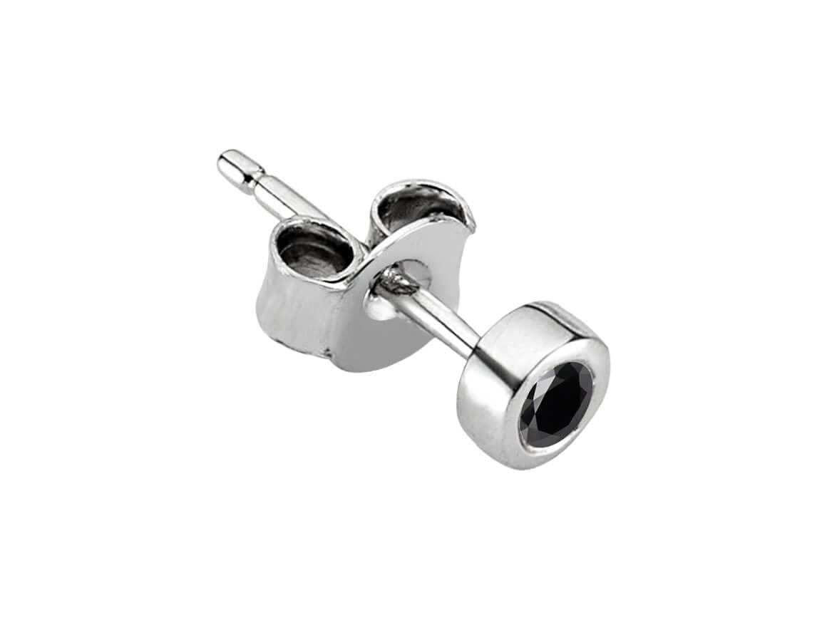 0.06 Carat Black Diamond Solitaire Men's Stud Earrings