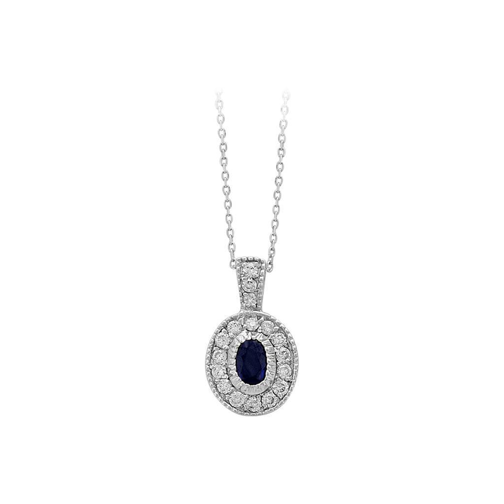 Diamond and Oval Sapphire Necklace