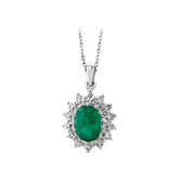 Collier diamant et émeraude ovale