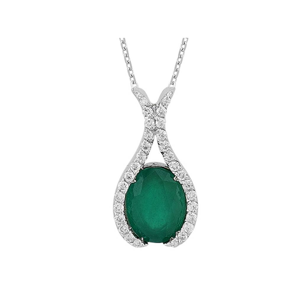Diamond and Oval Emerald Necklace