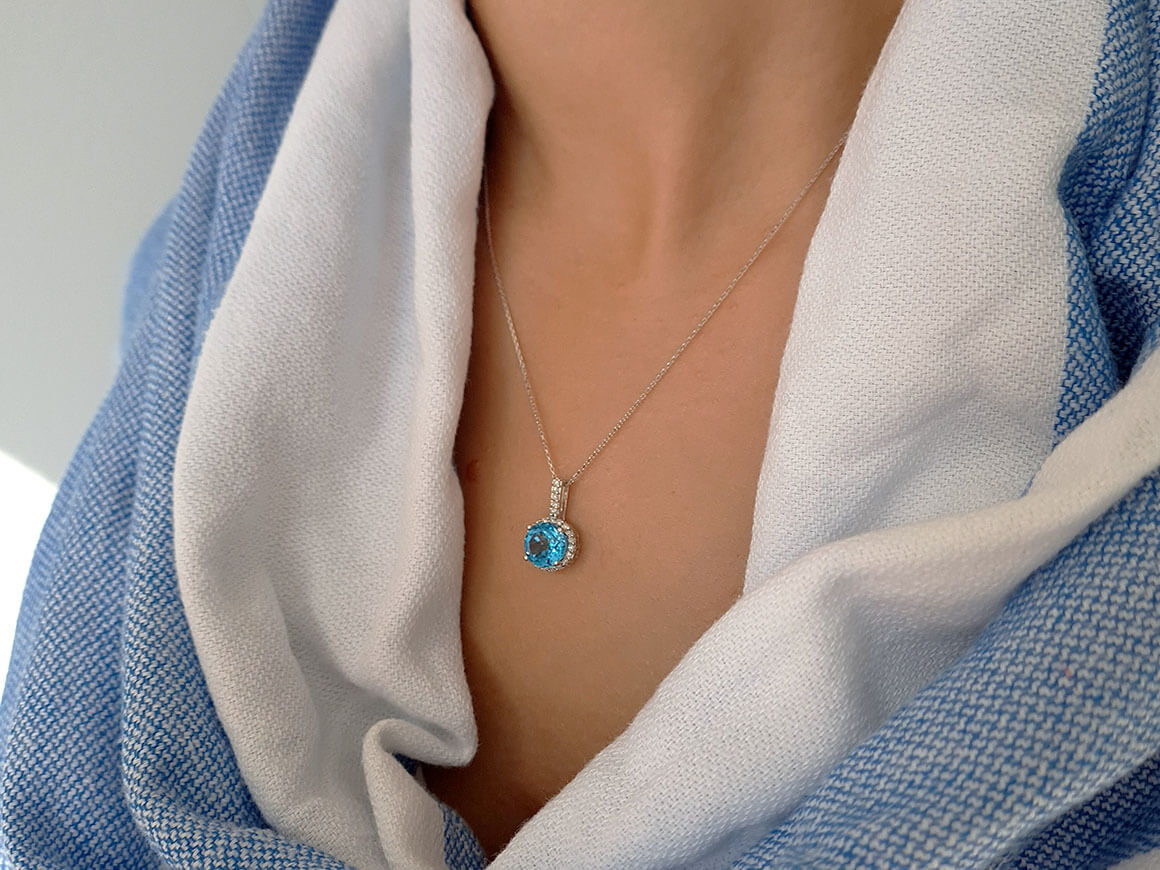 Diamond and Blue Topaz Necklace