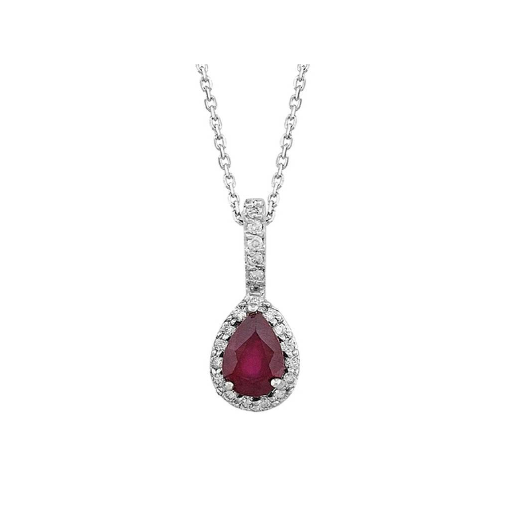 Diamond and drop ruby ​​necklace