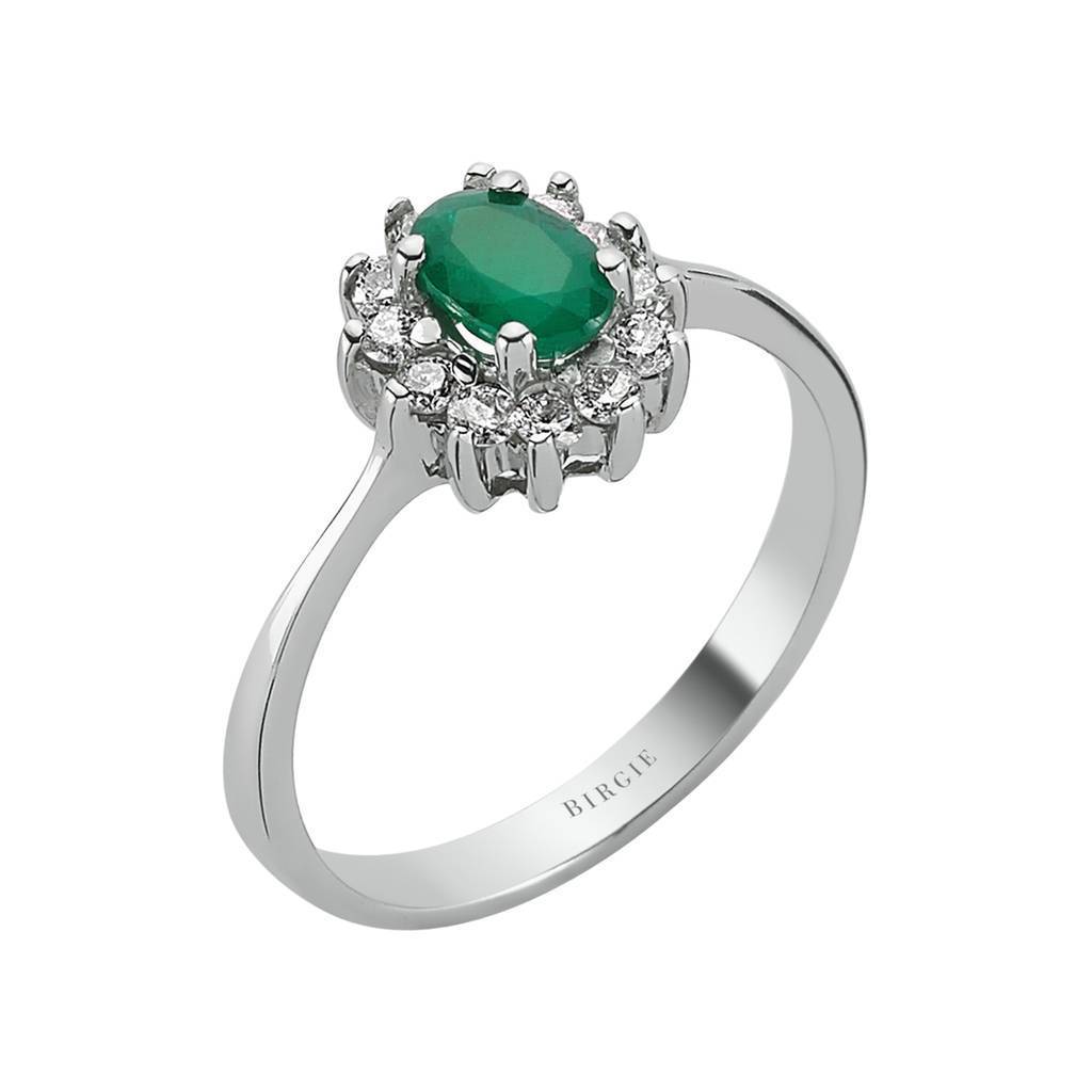 Diamond and Oval Emerald Ring