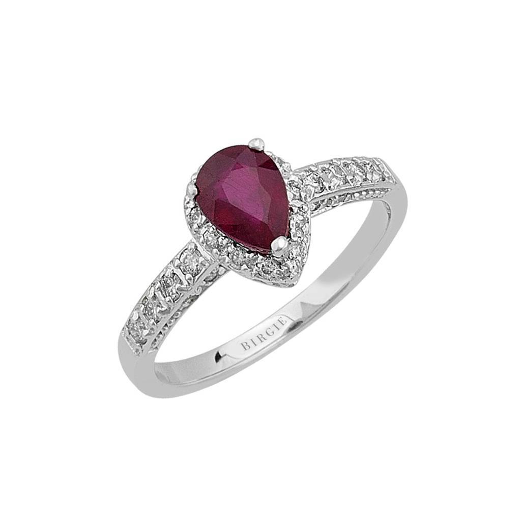 Diamond and teardrop ruby ​​ring