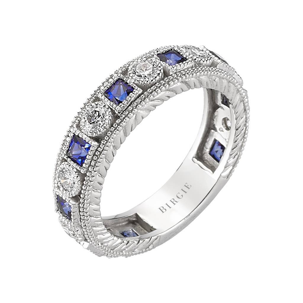 Bague d'éternité en diamant et saphir